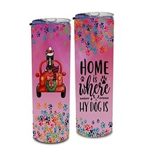 Home Is Where My Dog Is Miniature Bull Terrier Colorful Skinny Tumbler 20oz Gift - £20.69 GBP