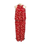 Leota Skyler Jumpsuit Women 1X Red Barbados Cherry Cropped Wide Leg Jers... - $506.43 MXN