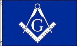 Masonic Free Mason&#39;s Blue and White 5&#39;x3&#39; Flag - £3.83 GBP