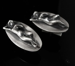 Art deco erotic cufflinks Sterling Vintage Tantra silver Men's Novelty Naughty F - £339.72 GBP