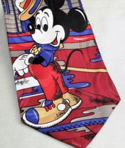 Mickey Mouse Tie Necktie Disney Mickey Unlimited Pineknot Motel Red 100% Silk - £8.70 GBP