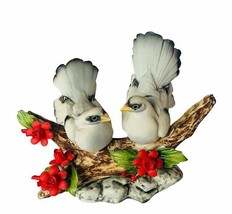 Capodimonte Turtle Doves Bird flowers floral Savastano Gricci Italy figurine vtg - £135.76 GBP