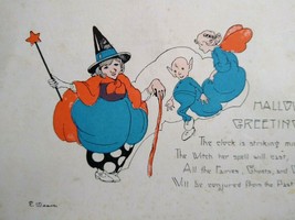 Vintage Halloween Postcard Witch Goblin Fairy Weaver Series 2399 Original Unused - £32.15 GBP