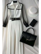 White Tailored Trousers Loose Pants Suit - $69.95