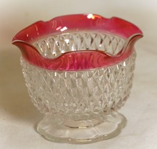 Indiana Glass Footed Mayonnaise Bowl Red Diamond Point - $19.79