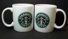 Starbucks Siren Logo mugs x 2 white green logo 2006 9 oz - £10.18 GBP