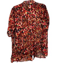 Maree Pour Toi Womens Silk Blend Blouse Multicolor Sz 16 Ruched Sleeve NWT - $23.64