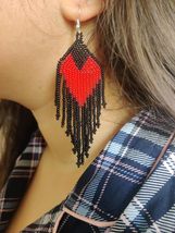 heart Seed Beaded Earrings for Women Fashion Glass Hoop Earring native american - £5.59 GBP