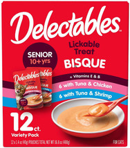 Delectables Bisque &amp; Stew Lickable Treats for Senior Cats - 12-Pack Variety with - £28.38 GBP+