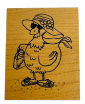Vintage Great Impressions Chicken Flip Flops Hat Beach Rubber Stamp F498 - £7.95 GBP