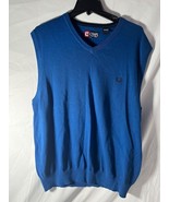 Men&#39;s Chaps Blue Cotton V-Neck Sweater Vest Size XL - $17.87