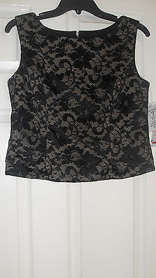 SL Fashions New Womens Black/Nude Sleeveless Lace Blouse - $12.99