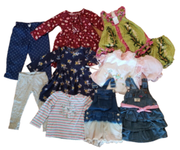 Little Girls Clothes Lot 9 Size 18 Mos Denim Dresses Fall Overalls Vtg H... - $35.87