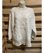 Vintage Shenanigan&#39;s White Floral Sweater Woman&#39;s Size M KG JD - $74.67 CAD
