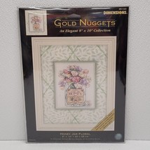 Dimensions Gold Nuggets Honey Jar Floral 8&quot; x 10&quot; Cross Stitch Kit 35100 - $62.28