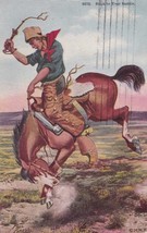 Stick To Your Saddle Cowboy Riding Bronco Artist Signed Paul Gregg Postc... - $2.96