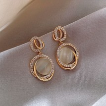 Simple Stud Earrings Small New Korean Rhinestone Opal Ladies Geometric Delicate  - £8.20 GBP