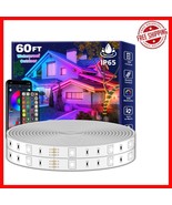 Multicolor Outdoor LED Strip Lights - 60Ft, App &amp; Remote Controlled &amp; Wa... - $60.59 CAD