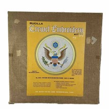 Vtg BUCILLA Crewel Embroidery Kit &quot;Seal of United States&quot;  70s USA Flag Eagle - £31.53 GBP