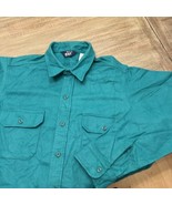 Vintage 70s Woolrich Chamois Button Shirt Mens XL Long Oversized Teal-Green - £38.69 GBP