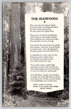 The Redwoods Poem By Joseph Strauss Builder of Golden Gate Bridge Postcard T26 - £6.33 GBP