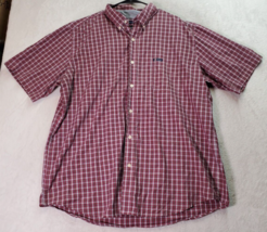 Chaps Shirt Men 2XL Red Plaid Cotton Easy Care Short Sleeve Collared Button Down - £12.50 GBP