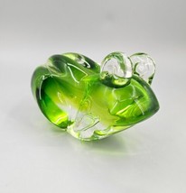 Vintage Frog  Murano Style Hand Blown Art Glass Green Clear Paper Weight - £13.61 GBP