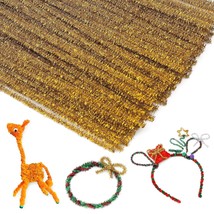 100 Pieces Pipe Cleaners Chenille Stem, Glitter Gold Craft Pipe Cleaners... - £9.84 GBP