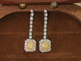 5 Ct Round D/VVS1 Diamond Stud Dangle Earrings 14K White Gold Over Screw Back - £68.85 GBP