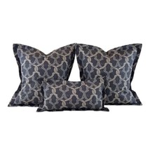 3 Pc P Kaufmann Waverly Gray Fretwork Geometric Lattice Trellis Pillow Covers - £95.91 GBP