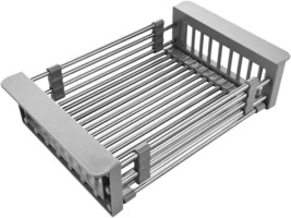 Small Dish Drainer Rack with Retractable Arm for Kitchen Sink or Countertop Gray - $34.64