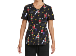 Scrubstar Women&#39;s Grinch Happiness Scrub Top, Black Size 3XL - £21.19 GBP