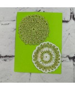 Dollhouse Rugs handmade Crochet Lime Green White lot of 2 - $14.84