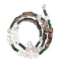 Natural Moonstone Smoky Quartz Aventurine Gemstone Beads Necklace 17&quot; UB-5296 - £7.67 GBP