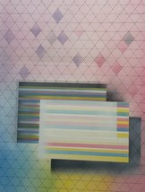 Signed Black 1986 Geometric Abstract Rainbow Pastel Pink Blue Yellow Modern Art - £4,304.23 GBP