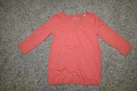 Womens Shirt Sonoma Orange 3/4 Long Sleeve Gathered V-Neck Top $30 NEW-size XS - £10.28 GBP