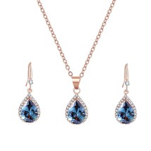Manxiuni Water Drop Cubic Zirconia Wedding Jewelry Sets inlay Crystal Bridal nec - £17.44 GBP