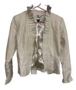 Larry Levine XS Creme Leather Long Sleeve Womens Jacket - $741.37 MXN