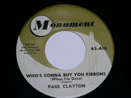 Paul Clayton Who&#39;s Gonna Buy You Ribbons This Land Is 45 Rpm Record Monument - £15.94 GBP