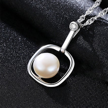 S925 Sterling Silver Pendant Water Wave Chain Silver Freshwater Pearl Necklace F - £26.86 GBP