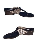 Donald Pliner Couture Leather Shoe Sandal New Leopard Mesh Elastic Thong... - $80.00