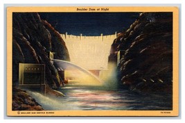 Night View Boulder Dam Nevada NV Arizona AZ UNP Linen Postcard S13 - £3.23 GBP
