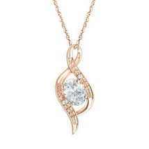 1.80Ct Simulated Oval Cut Diamond Pendant in 14K Rose Gold Finish - £85.71 GBP