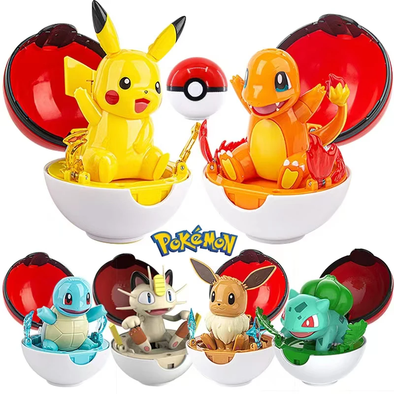 2023 New Pokemon Action Figures Poke Ball Pikachu Charmander Squirtle Bulbasaur - £16.50 GBP+