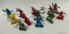 Vintage Cowboys And Indians 2&quot; Painted Plastic Figures Hong Kong Lot of 13 - $14.84