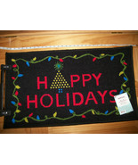 Martha Stewart Home Holiday Rug Black Mat Happy Holidays Christmas Light... - £7.46 GBP