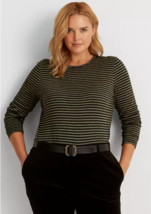 Lauren Ralph Lauren Plus-Size Metallic Striped Jersey Top -Size 3X - £30.86 GBP