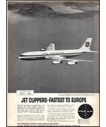 1950s Pan Am Pan American Airlines PRINT AD Jet Clippers - Fastest To Eu... - €5,68 EUR