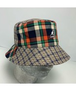 Kangol Orange | Navy | Khaki Plaid Mashup Casual Bucket Hat - £78.33 GBP