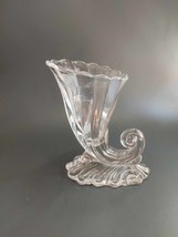 Vintage Heisey Horn Of Plenty Cornucopia Vase Clear GLOWS Glowy Glass - £15.53 GBP